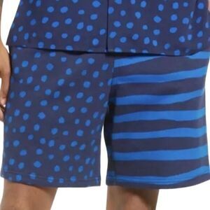 Nordstrom Cristina Martinez Mens Shorts 2XL Blue Polka Dot Stripe Sweat  NWT